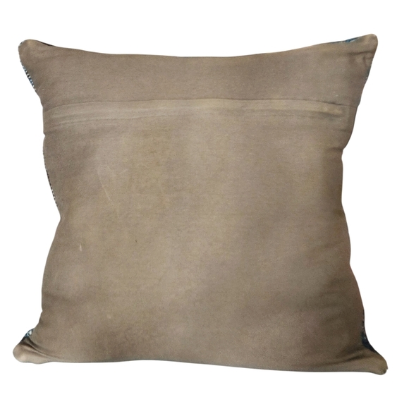 IKEA Turkish kilim wool accent throw pillow cover 18x18 coastal blue white boho - Picture 5 of 9